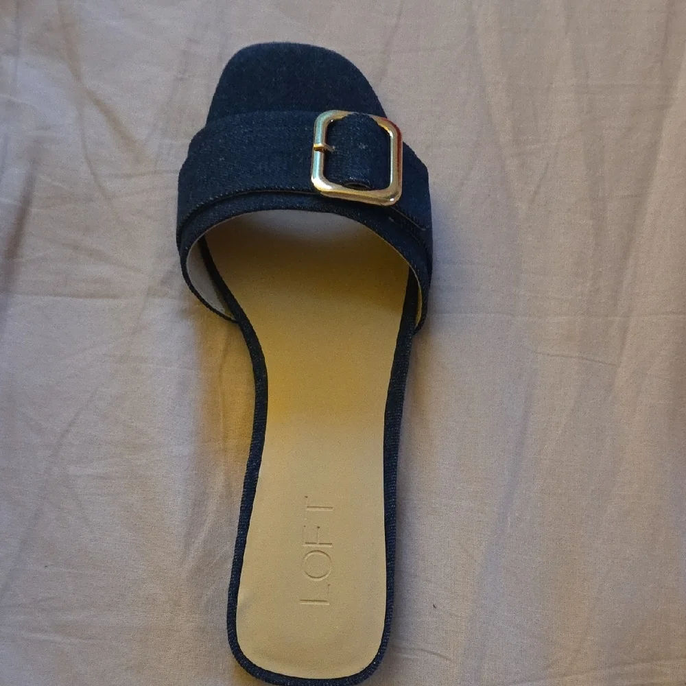 LOFT Denim Women's Slide Sandal with Gold Buckle - Picture 2 of 5